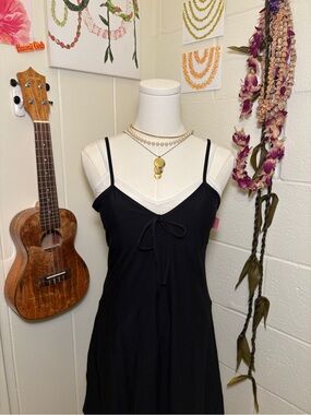 Black mini slip dress